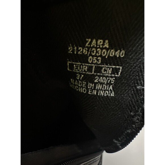 ZARA Women's Black Leather Zip Up Chunky Ankle Boots‎ Combat Moto US 7 EU 37 - Picture 9 of 13